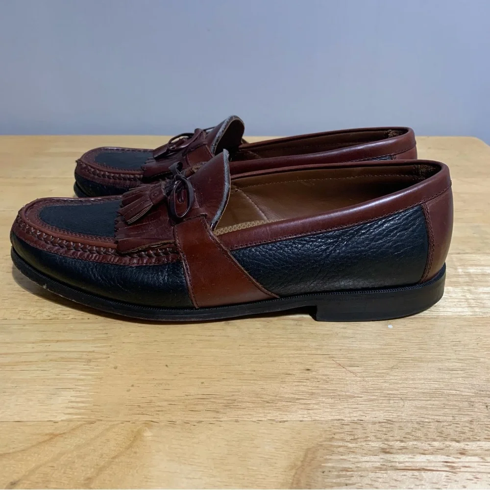 Johnston Murphy Mens Loafer Aragon II Kiltie Tassel Leather Black Brown Sz 11.5M